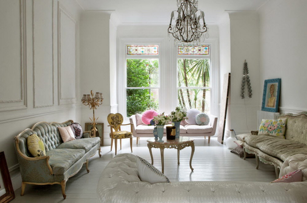 Фото-идеи использования французкого дивана в гостиной